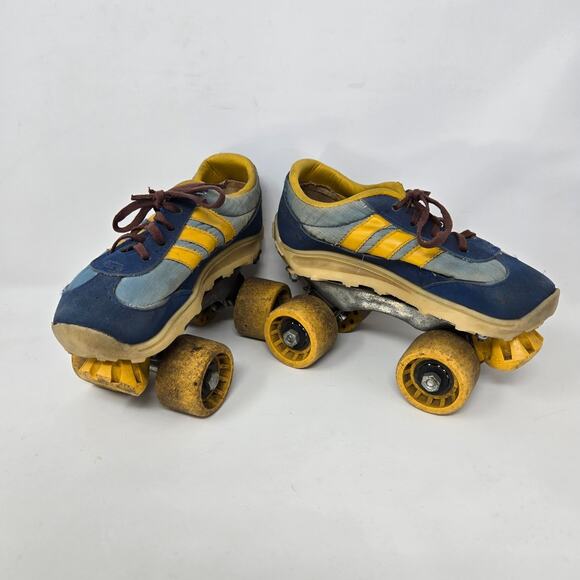 Vintage Nash Cruisers Roller Skates Youth Size 13-1 Blue Yellow Complete - Picture 1 of 16